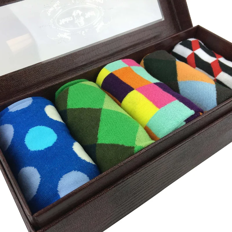 Warm fleece boot socks-Mens Funky Fun Colorful Socks - Hipster Power Socks - Premium Cotton Socks