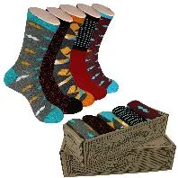 Men’s cushioned running socks-5 Pair Mens Funky Fun Colorful Socks-Hipster Power Socks-Premium Cotton Socks