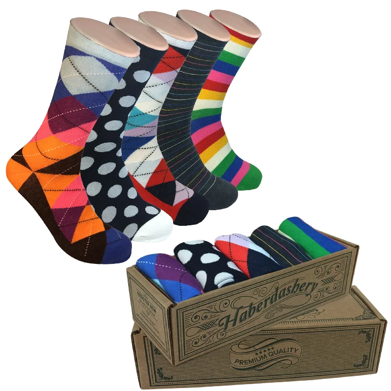 Lightweight cotton no-show socks-5 Pair Mens Funky Fun Colorful Socks-Hipster Power Socks-Premium Cotton Socks