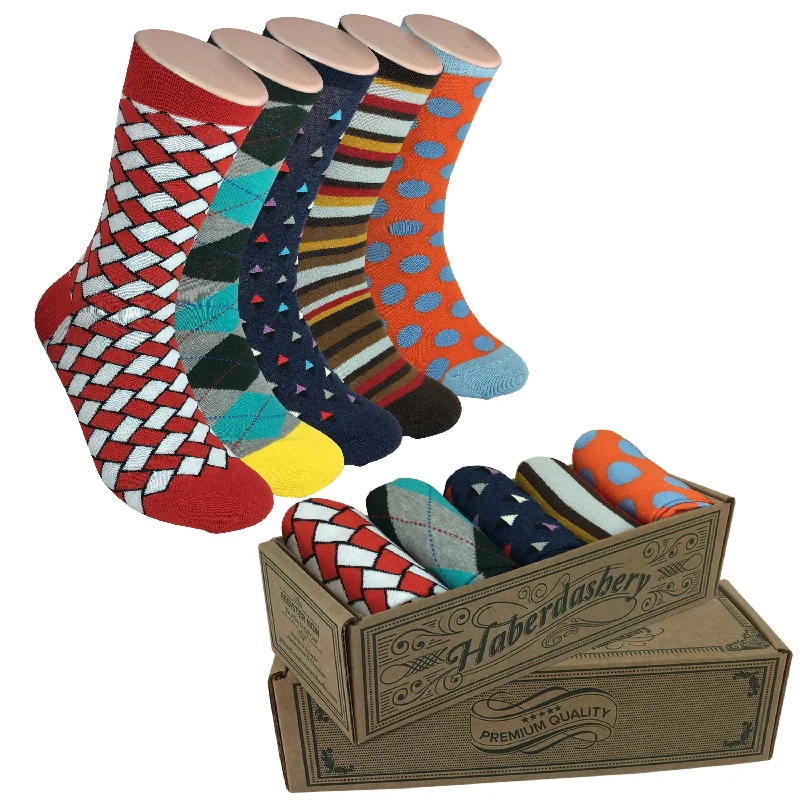 Organic cotton everyday socks-5 Pair Mens Funky Fun Colorful Socks-Hipster Power Socks-Premium Cotton Socks