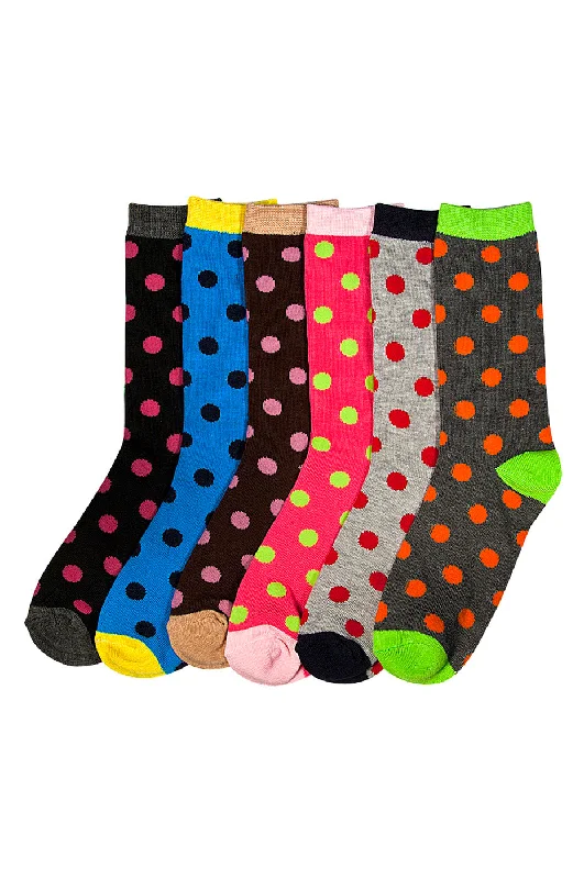 Colorful graphic novelty socks-MAMIA LADIES DESIGN CREW SOCKS (POLKA)