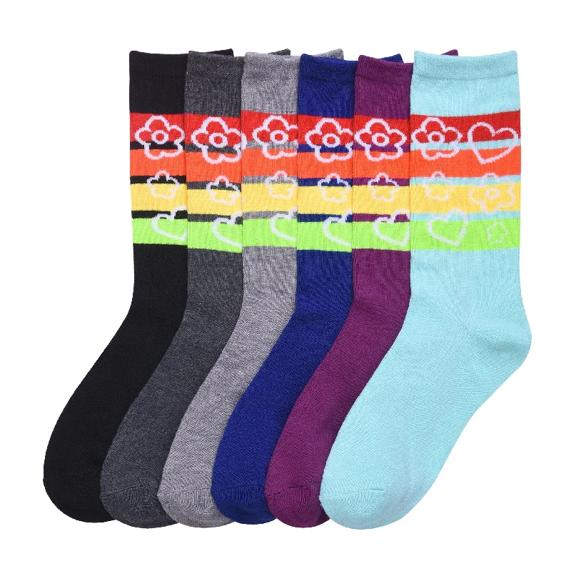 Warm thermal hiking socks-MAMIA LADIES DESIGN CREW SOCKS (RAINBOW)