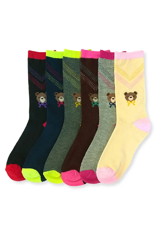 Durable outdoor adventure socks-MAMIA LADIES DESIGN CREW SOCKS (TEDDY)