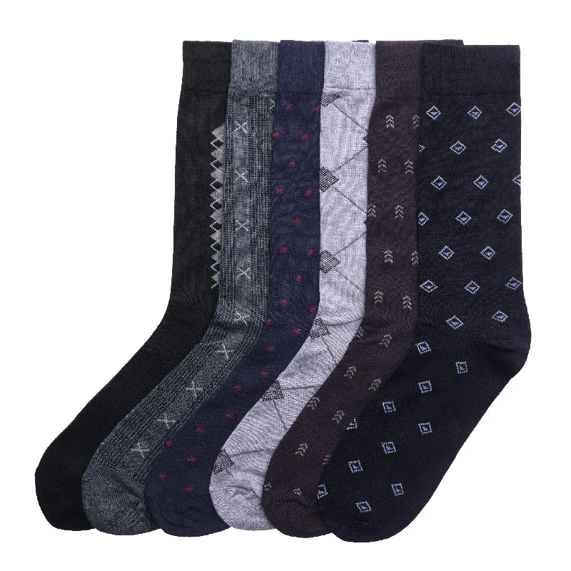 Thick wool cabin socks-KNOCKER MEN'S PATTERNED DRESS SOCKS (9915_ASST)