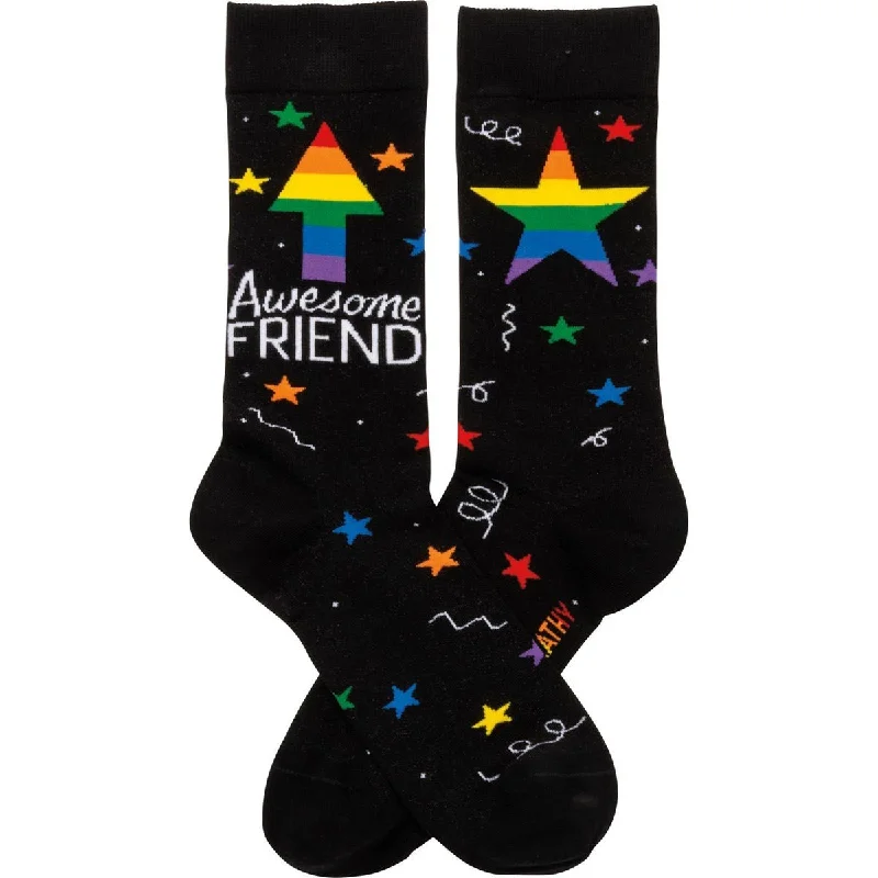 Trendy ombre fade socks-Awesome Friend Stars Patterned Socks Black Colorful Funny Novelty Socks