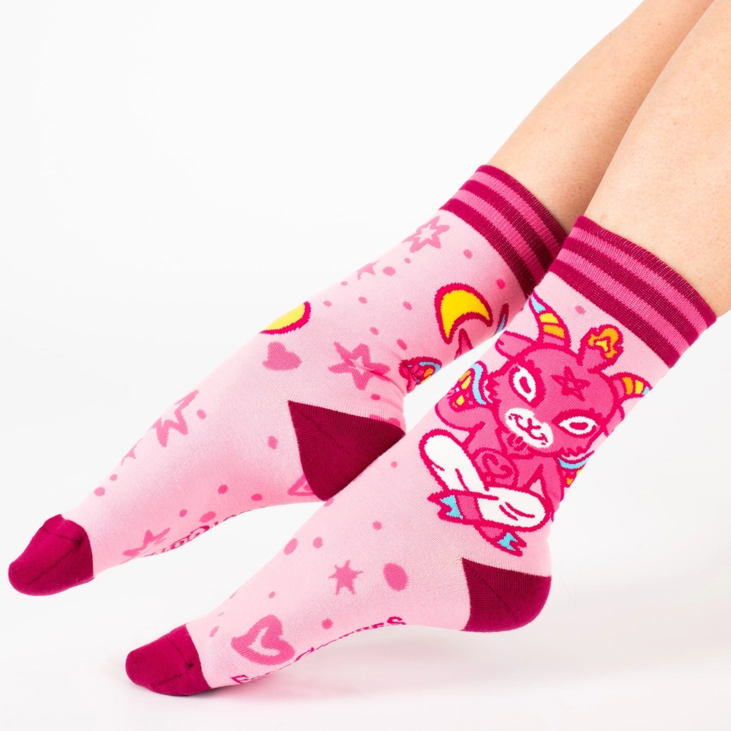 Stylish herringbone socks-Cute Baphomet Socks in Pink