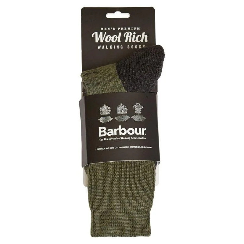 Durable compression sports socks-Barbour Cragg Mens Boot Socks - Olive Mix