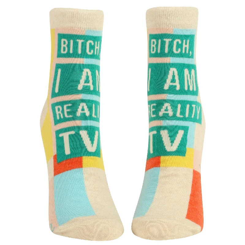 Trendy geometric print socks-Bitch I Am Reality TV Women's Ankle Socks | BlueQ at GetBullish