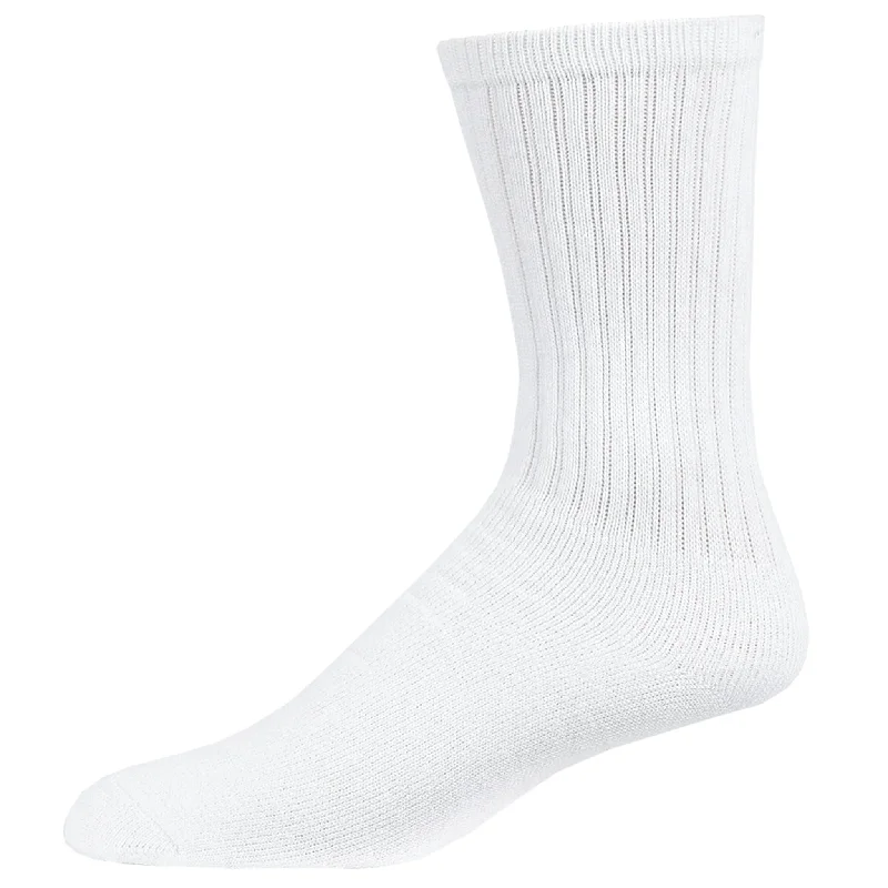 Men’s ribbed athletic socks-BURUKA CREW SPORTS SOCKS - 4 PAIRS PACKING (BK274_WHITE)