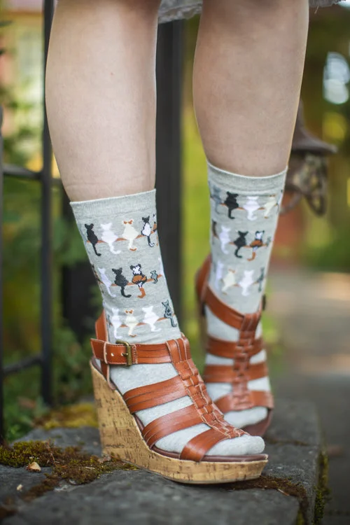 Colorful animal print socks-Cat Tails Crew