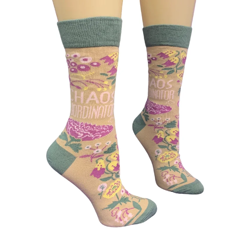 Thin moisture-wick socks-Chaos Coordinator Funny Socks in Green and Floral | Gift for Her