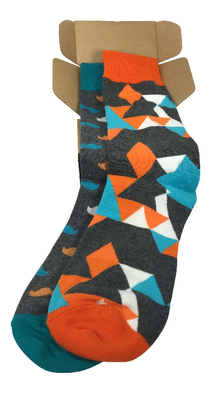 Breathable mesh athletic socks-Men's Haberdashery Dress Socks - Mustache Socks - Funky Fun Colorful Socks 2 Set