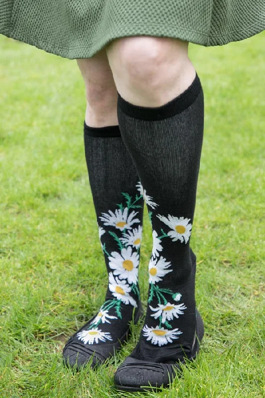 Durable compression sports socks-Crazy For Daisies Knee High