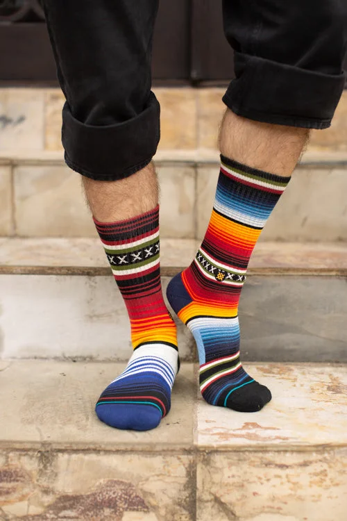 Men’s solid dress socks-Curren Striped Crew