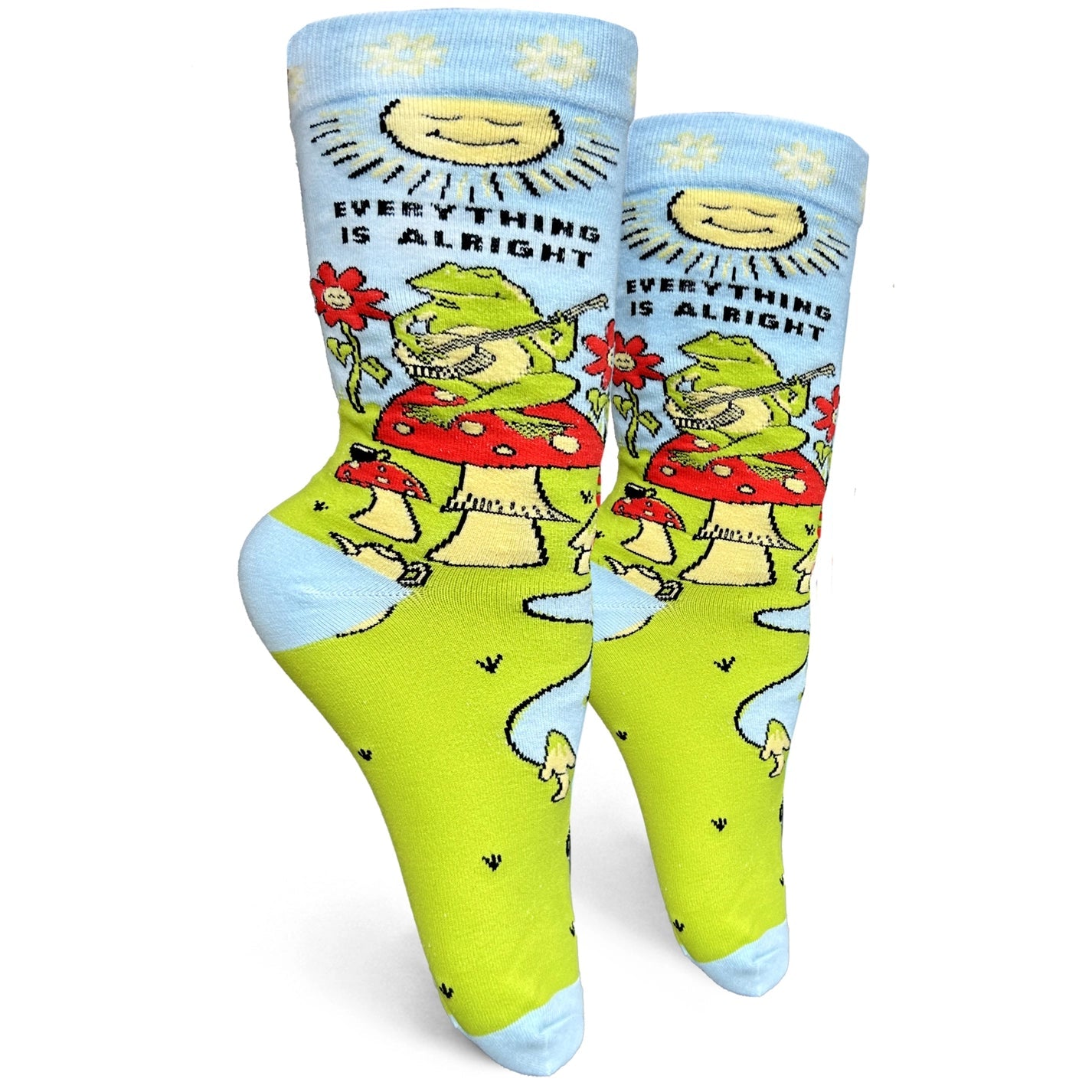 Thin moisture-wick socks-Everything Is Alright Toad and Toadstool Women's Crew Sock