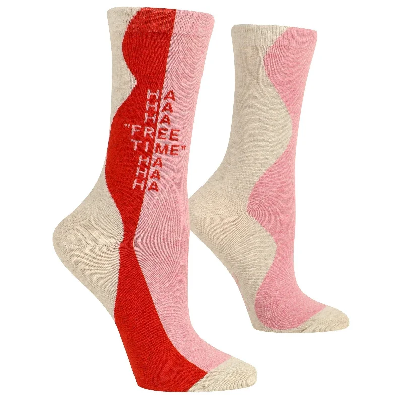 Trendy ombre fade socks-Free Time Ha Ha Ha Women's Crew Novelty Socks in Red and Pink | BlueQ at GetBullish