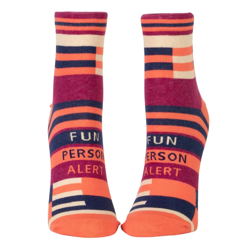 Lightweight breathable socks-Fun Person Alert Women's Ankle Socks in Orange Stripe | BlueQ at GetBullish