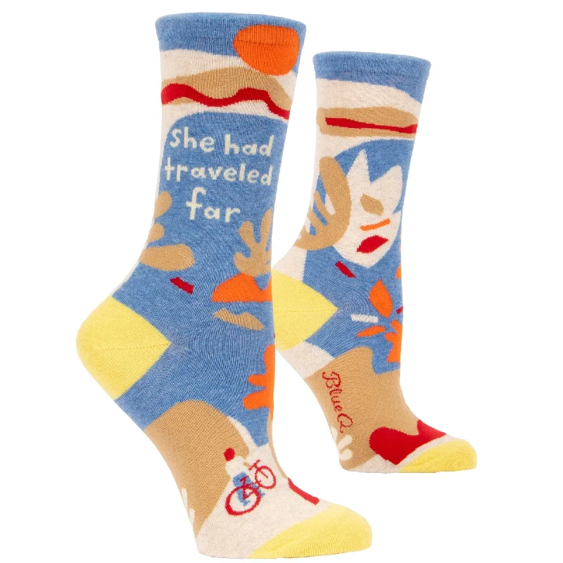 Women’s sheer ankle socks-BlueQ She Had Traveled Far Women's Crew Socks | Gift for Her