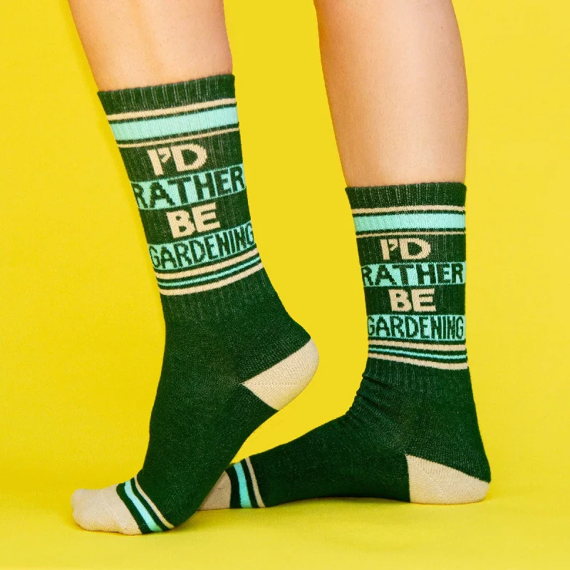 Soft cotton-cashmere socks-I'd Rather Be Gardening Ribbed Gym Socks | Unisex Women's Men's