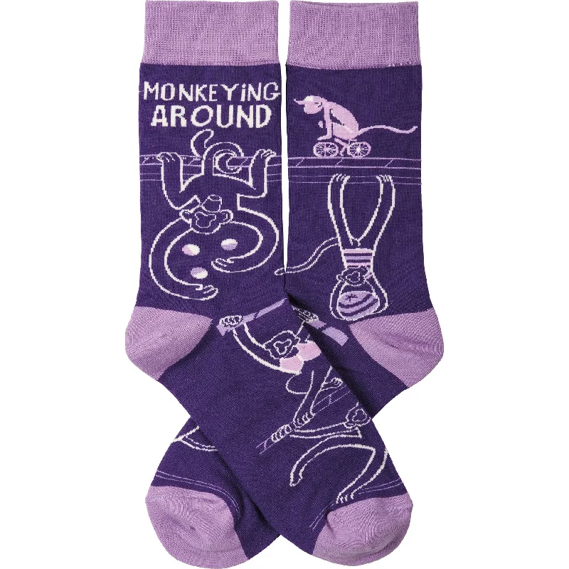 Women’s floral knee-high socks-Monkeying Around Socks | Funny Unisex Socks