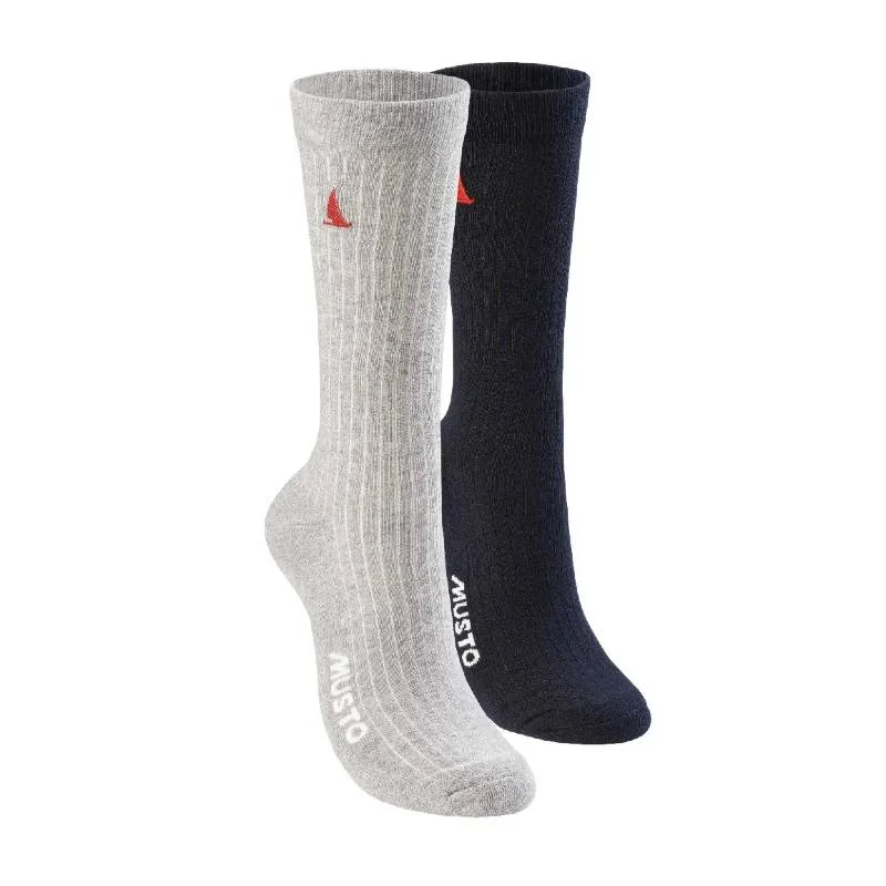 Plush teddy bear socks-Musto Essential 2 pack Mens Socks - Grey Melange/True Navy