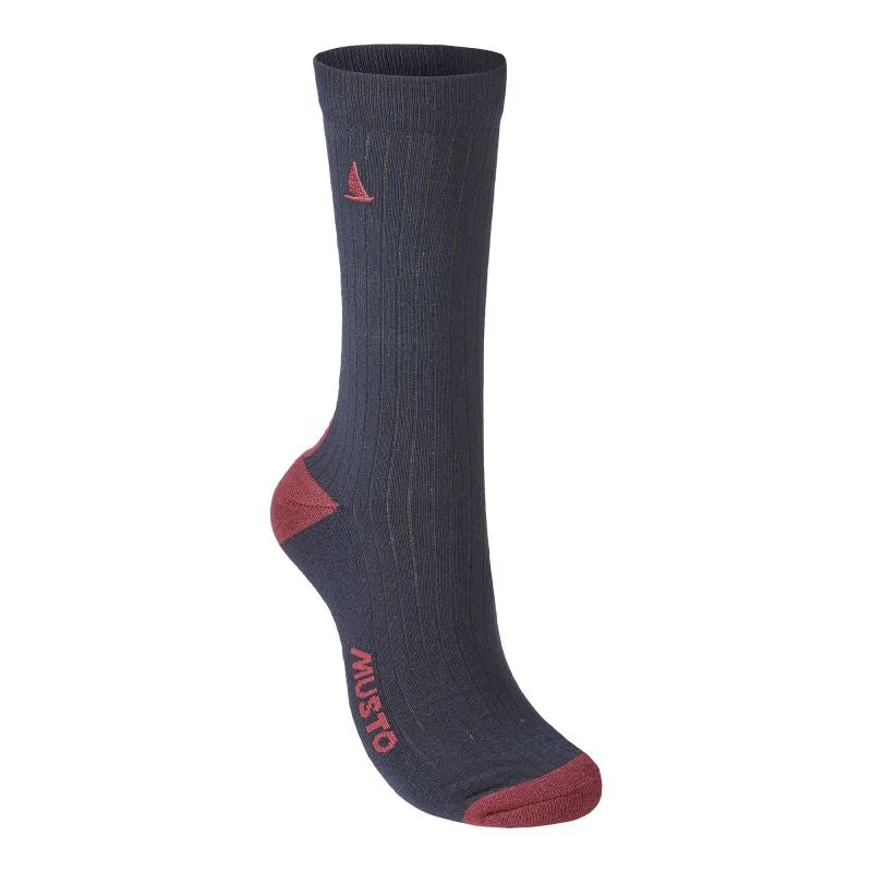 Stylish jacquard crew socks-Musto Marina 2 Pack Mens Socks - Navy/Black