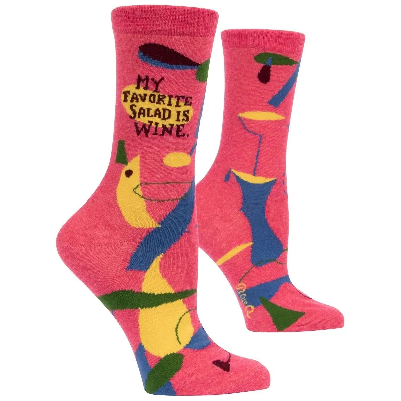 Men’s cushioned running socks-My Favorite Salad is Wine Women's Crew Socks | BlueQ at GetBullish