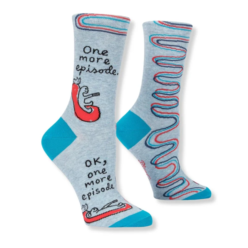 Men’s ribbed athletic socks-One More Episode Women's Quirky Crew Socks | BlueQ at GetBullish