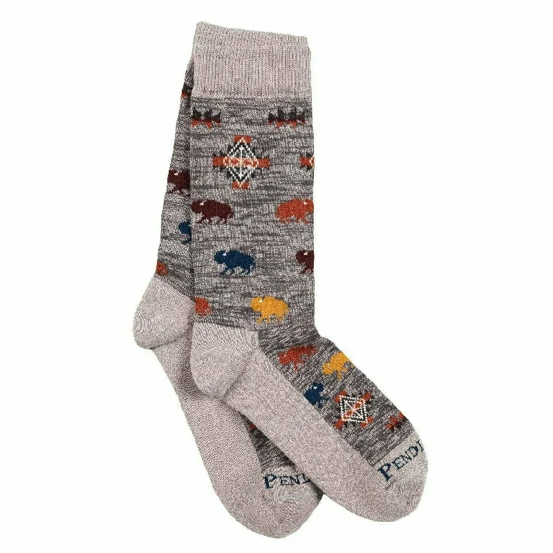 Unisex wool hiking socks-Pendleton Prairie Rush Hour Crew Socks