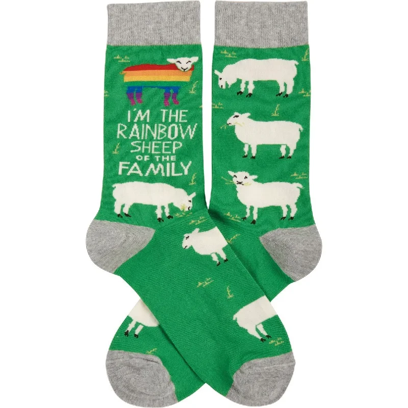 Plush teddy bear socks-I'm The Rainbow Sheep Of The Family Funny Socks in Green | Unisex | LGBTQ