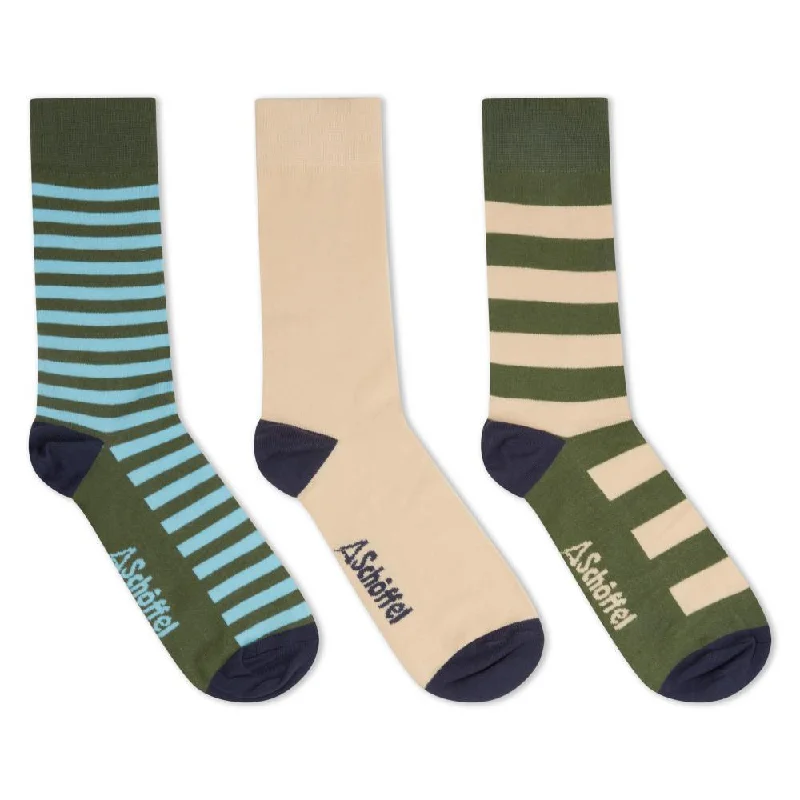 Cozy fleece-lined socks-Schoffel Mens Bamboo Socks (Box of 3) 7-11 UK - Cedar Stripe