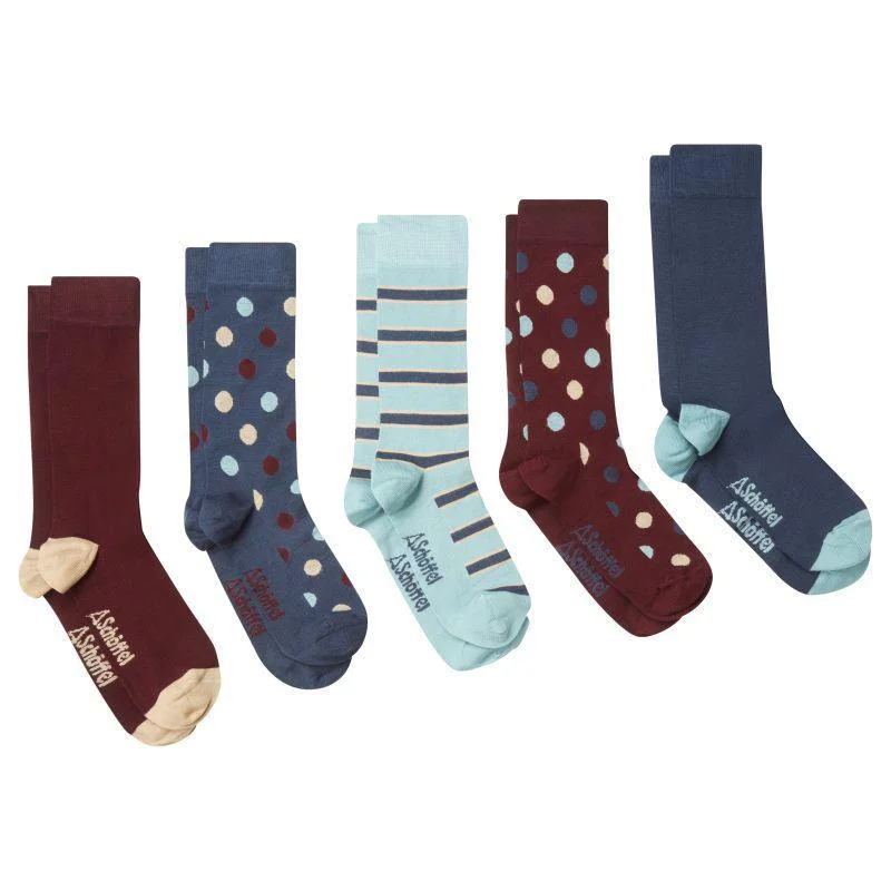 Women’s polka-dot ankle socks-Schoffel Mens Bamboo Socks (Box of 5) 7-11 UK - Pale Blue Mix