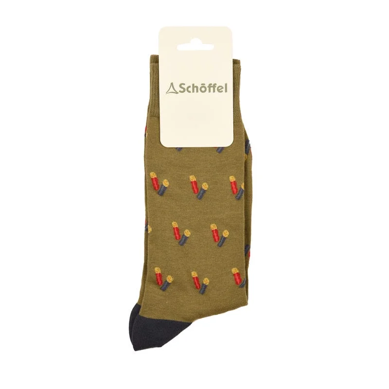 Soft cotton-cashmere socks-Schoffel Mens Cotton Sock - Moss Cartridge