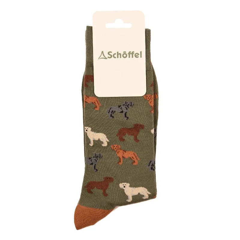 Men’s patterned dress socks-Schoffel Mens Cotton Sock - Olive Labrador