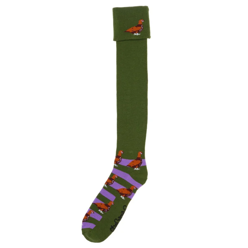 Trendy striped casual socks-Shuttle Socks - Green and Purple Grouse Shooting Socks