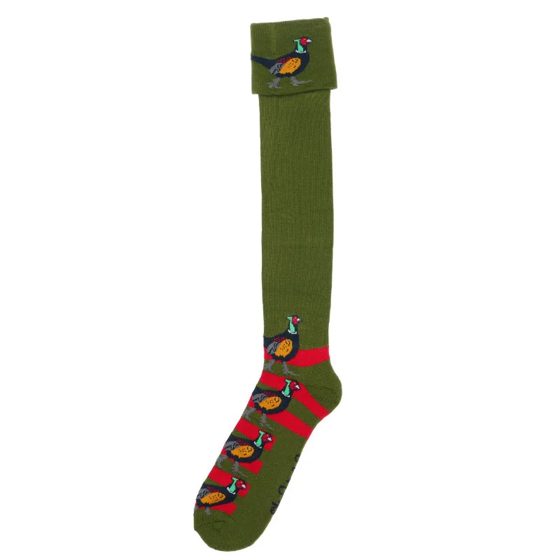 Breathable mesh athletic socks-Shuttle Socks - Green and Red Pheasant Shooting Socks