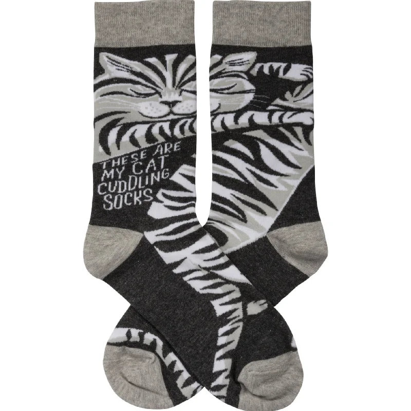 Durable work boot socks-These Are My Cat Cuddling Socks Funny Novelty Socks with Cool Design, Bold/Crazy/Unique/Quirky Specialty Dress Socks