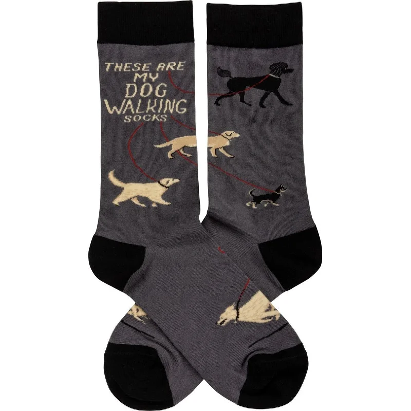 Durable tactical socks-These Are My Dog Walking Socks | Black Gray Funny Novelty Socks with Cool Design | Specialty Dress Socks