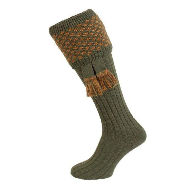 Thin anti-slip socks-William Powell Boughton Mens Merino Shooting Socks with Garters - Spruce