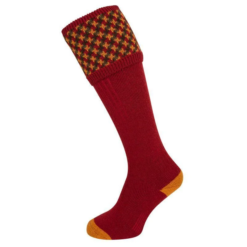 Plush velour lounge socks-William Powell Cromarty Mens Merino Shooting Socks - Brick Red