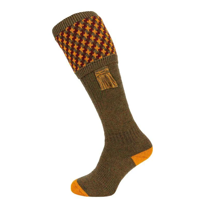 Cozy fuzzy sleep socks-William Powell Cromarty Mens Merino Shooting Socks with Garters - Bracken