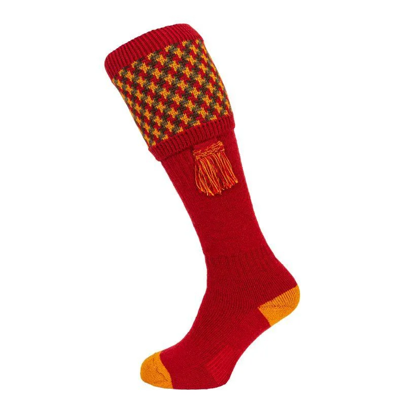 Women’s glitter ankle socks-William Powell Cromarty Mens Merino Shooting Socks with Garters - Brick Red