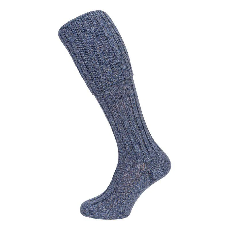 Women’s ruffled ankle socks-William Powell Harris Mens Merino Shooting Socks (Wider Fit) - Blue Lovat