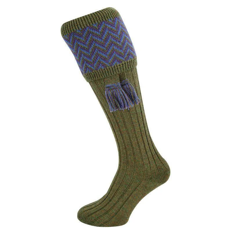 Men’s bold graphic socks-William Powell Mens Merino Shooting Socks with Garters - Braemore