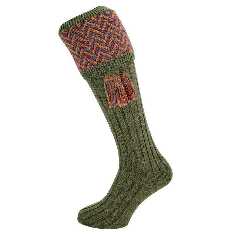 Durable hiking trail socks-William Powell Mens Merino Shooting Socks with Garters - Melrose