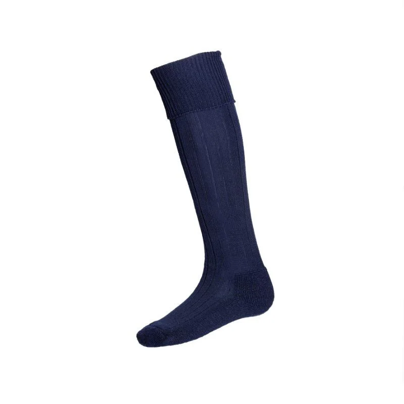 Colorful graphic novelty socks-William Powell Scarba Cushioned Foot Mens Merino Socks - Navy