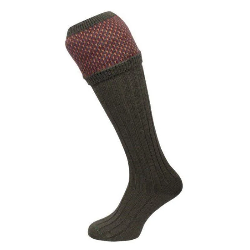 Stylish fair isle socks-William Powell Tayside Mens Merino Shooting Socks - Spruce