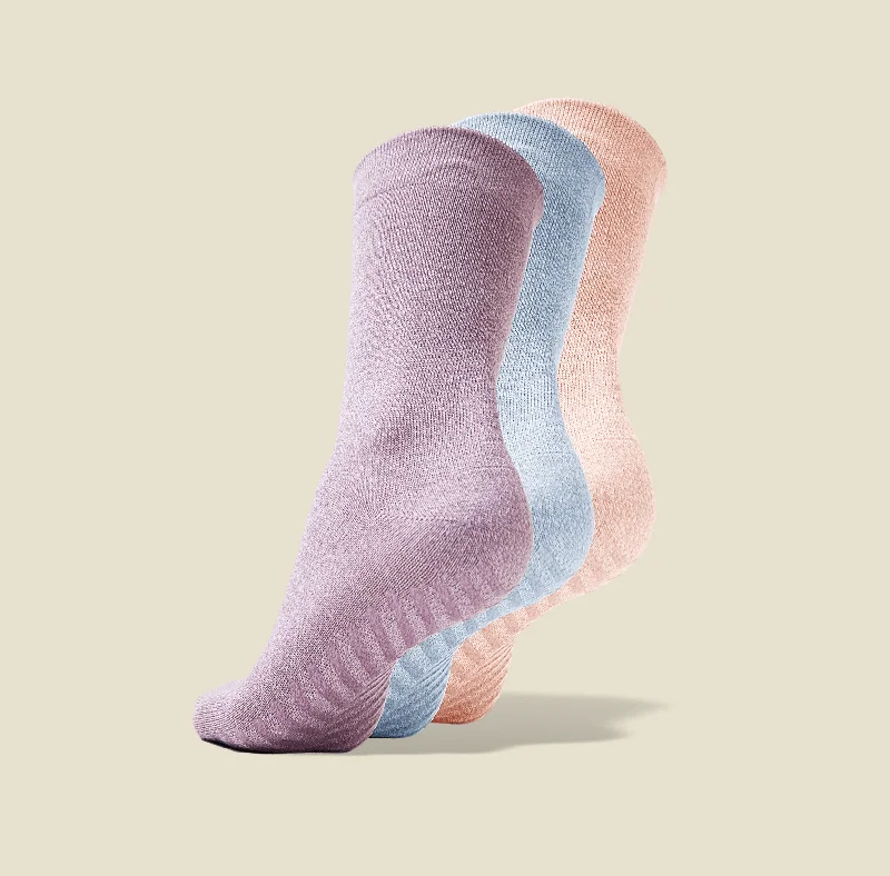 Lightweight hiking liner socks-Women's Pink, Purple, Blue Original Crew Non-Slip Socks - 3 pairs