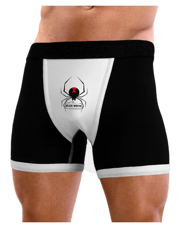 Men’s lightweight jersey boxers-Black Widow Spider Design - Text Mens Boxer Brief Underwear