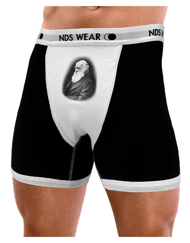 Men’s seamless trunks-Charles Darwin Black and White Mens Boxer Brief Underwear by TooLoud